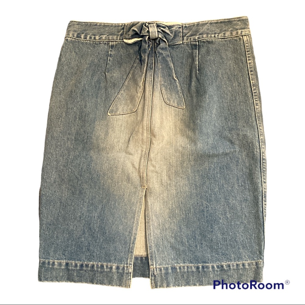 Marc Jacobs Denim Pencil Skirt Bow Detail Sz 10 Fall